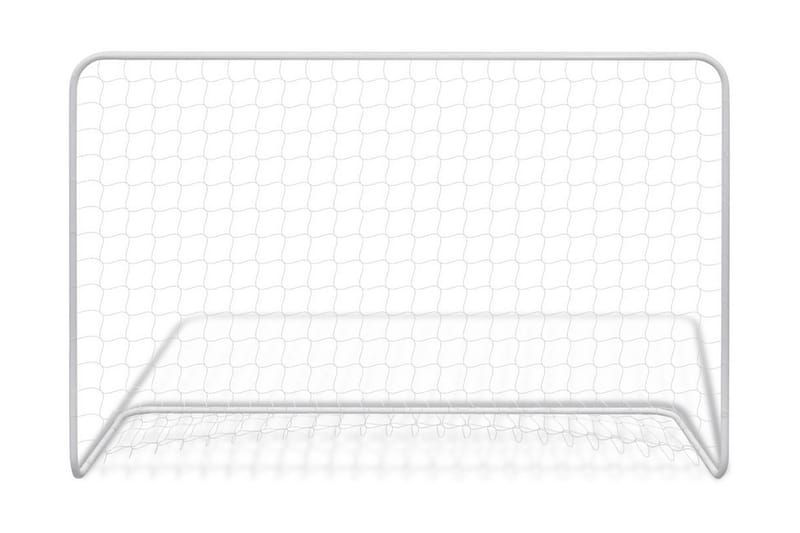 Fotbollsmål med nät 182x61x122 cm stål vit - Vit - Utomhusspel