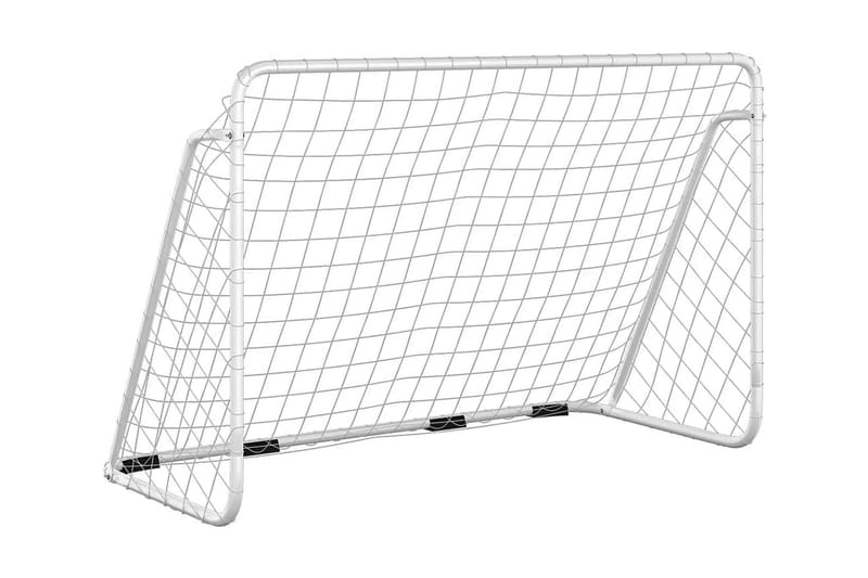 Fotbollsmål med nät vit 180x90x120 cm stål - Vit - Utomhusspel