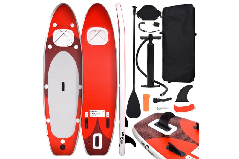 Upplåsbar SUP-bräda set röd 300x76x10 cm - Röd - SUP & paddleboard