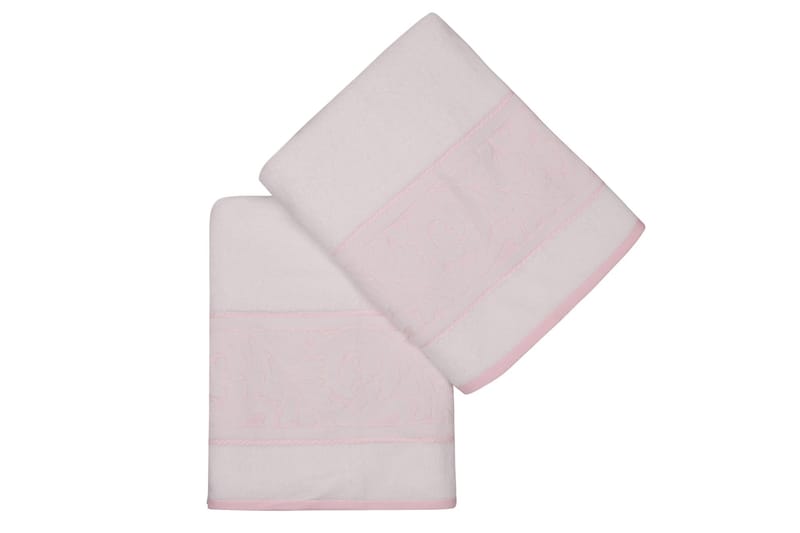 Hobby Badhandduk 70x140 cm 2-pack - Vit/Rosa - Stora badlakan - Badlakan & badhandduk - Strandhandduk & strandbadlakan