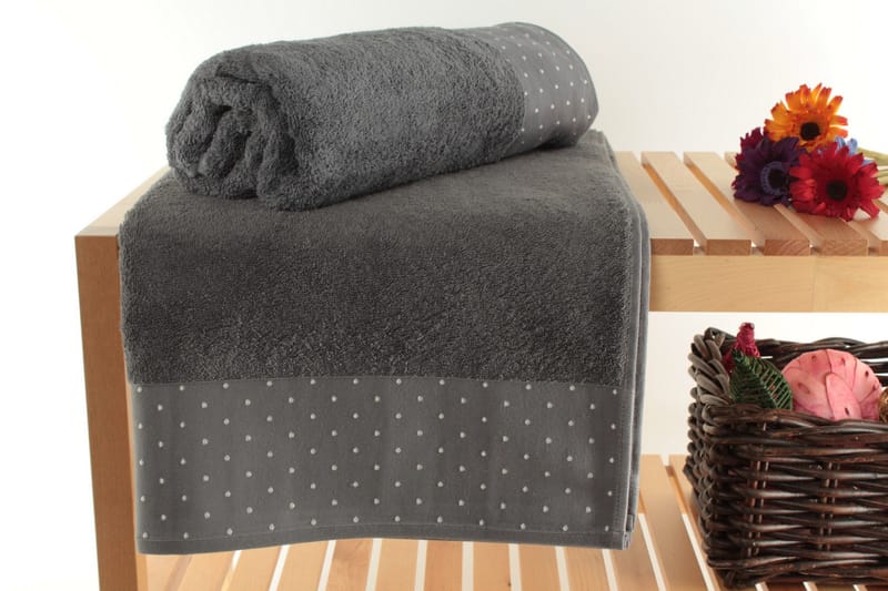 Landercost Badhandduk 2-pack, Grå/Vit