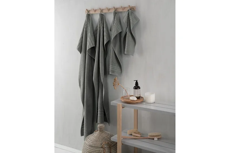 Duschhandduk Basic Frotté 65 x 130 cm - Grå - Textil & mattor - Badrumstextilier - Handduk