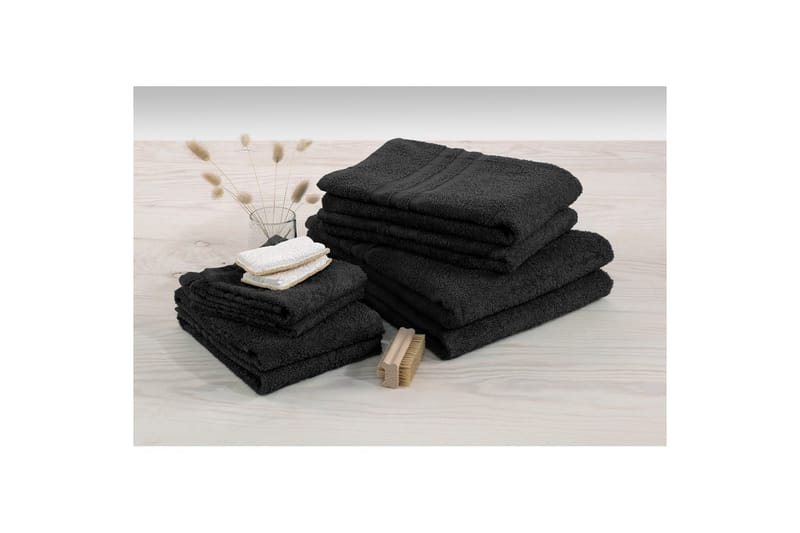 Duschhandduk Basic Frotté 65 x 130 cm - Svart - Textil & mattor - Badrumstextilier - Handduk