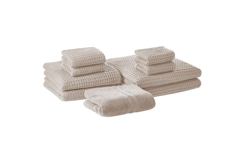 Handduk Areora set om 9 Beige - Beige - Textil & mattor - Badrumstextilier - Handduk