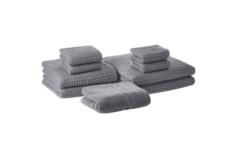 Handduk Areora set om 9 Grå - Grå - Textil & mattor - Badrumstextilier - Handduk