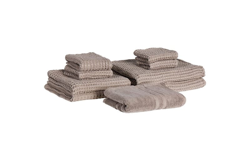 Handduk Areora set om 9 Taupe - Taupe - Textil & mattor - Badrumstextilier - Handduk