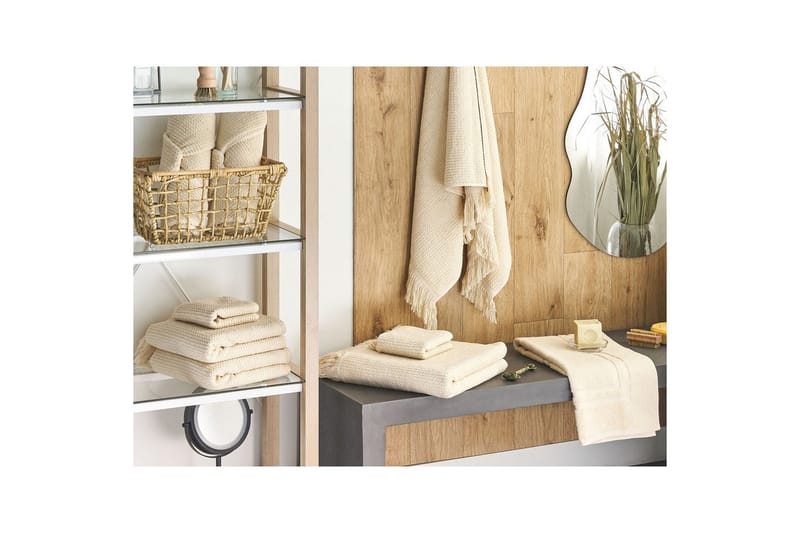 Handduk Atiu set om 9 Beige - Beige - Textil & mattor - Badrumstextilier - Handduk