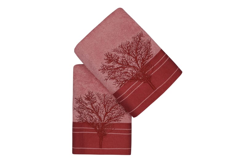 Hobby Handduk 50x90 cm 2-pack - Ljusrosa/Röd - Textil & mattor - Badrumstextilier - Handduk