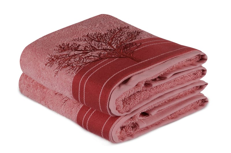 Hobby Handduk 50x90 cm 2-pack - Ljusrosa/Röd - Handduk