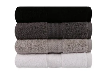 Hobby Handduk 50x90 cm 4-pack - Vit/Grå/Mörkgrå/Svart - Textil & mattor - Badrumstextilier - Handduk