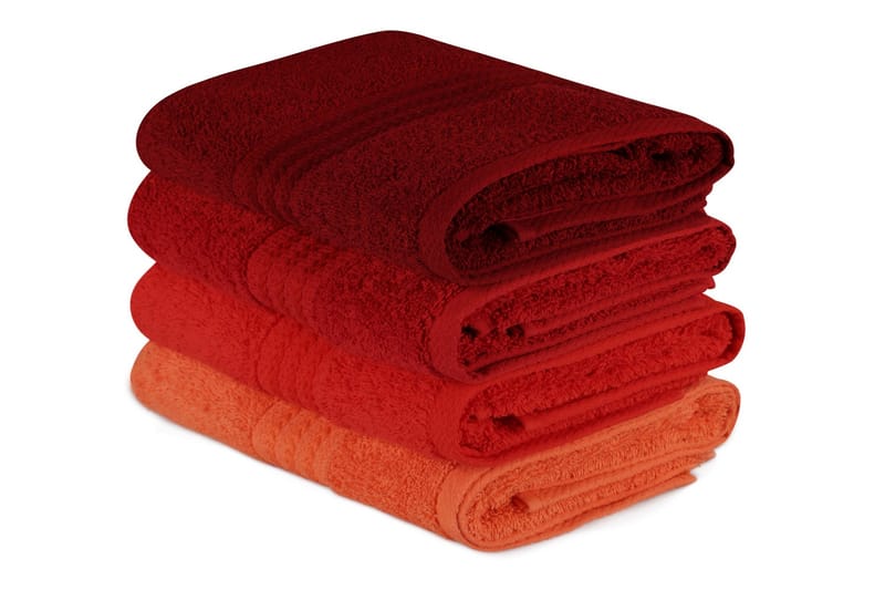 Hobby Handduk 50x90 cm 4-pack - Orange/Röd/Rosa - Textil & mattor - Badrumstextilier - Handduk