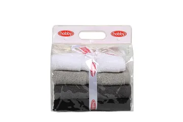 Hobby Handduk 50x90 cm 4-pack - Vit/Grå/Mörkgrå/Svart - Textil & mattor - Badrumstextilier - Handduk
