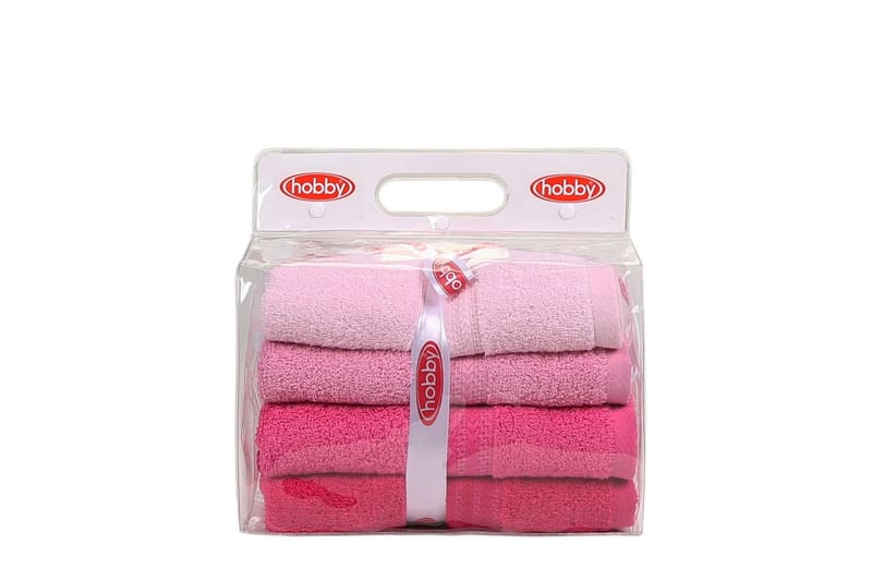Hobby Handduk 50x90 cm 4-pack - Rosa - Textil & mattor - Badrumstextilier - Handduk