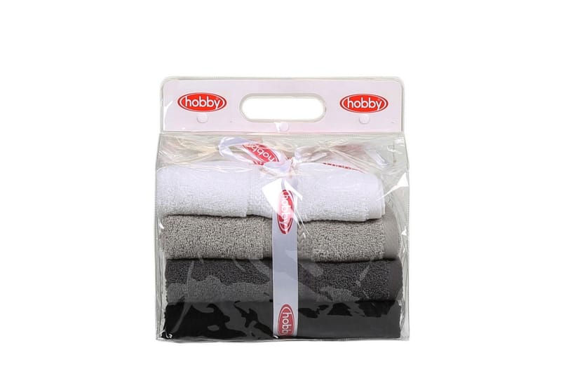 Hobby Handduk 50x90 cm 4-pack - Vit/Grå/Mörkgrå/Svart - Textil & mattor - Badrumstextilier - Handduk