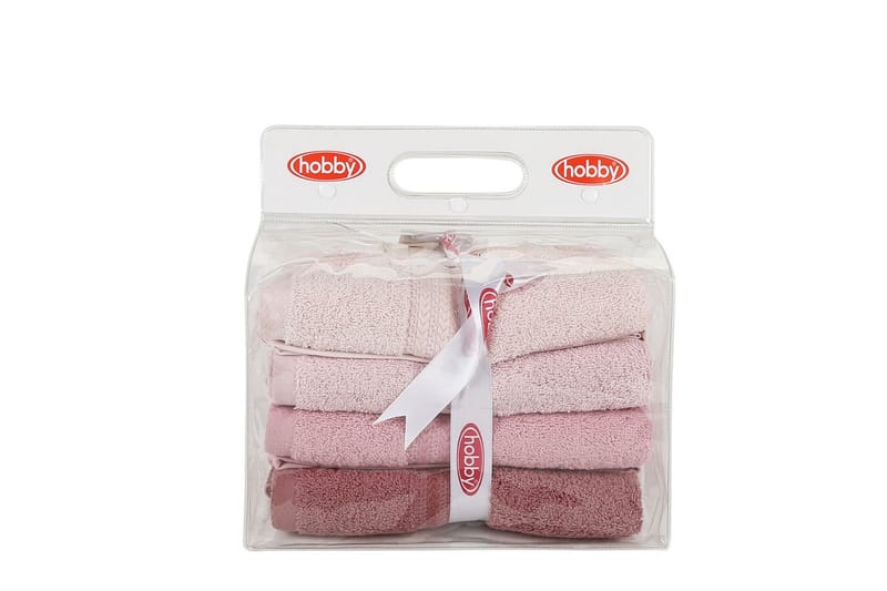 Hobby Handduk 50x90 cm 4-pack - Ljusrosa/Creme - Textil & mattor - Badrumstextilier - Handduk