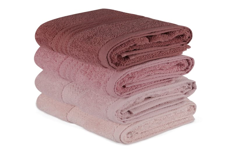 Hobby Handduk 50x90 cm 4-pack - Ljusrosa/Creme - Textil & mattor - Badrumstextilier - Handduk