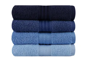 Hobby Handduk 50x90 cm 4-pack - Mörkblå/Blå/Ljusblå - Textil & mattor - Badrumstextilier - Handduk