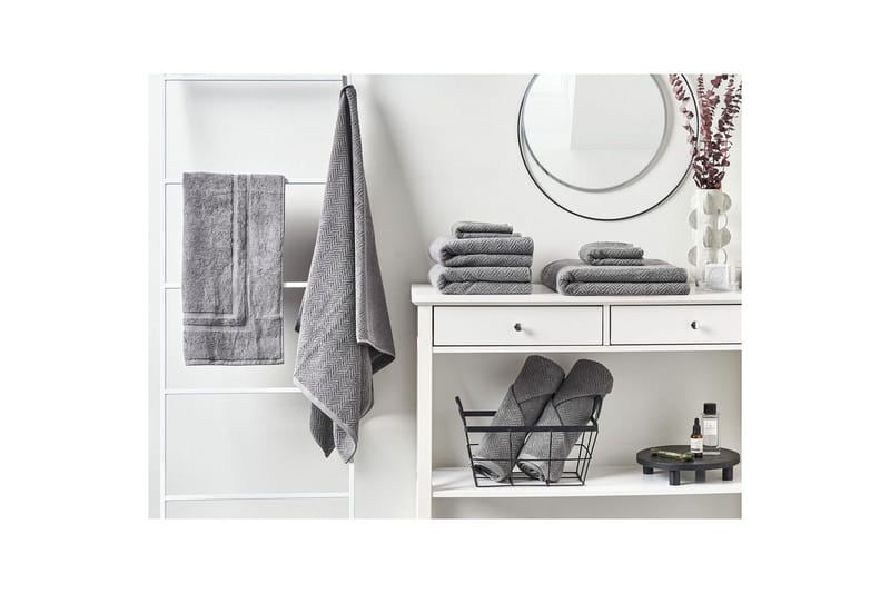 Handduk Mitiaro set om 9 Grå - Grå - Textil & mattor - Badrumstextilier - Handduk