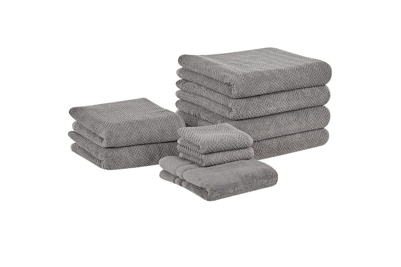 Handduk Mitiaro set om 9 Grå - Grå - Textil & mattor - Badrumstextilier - Handduk
