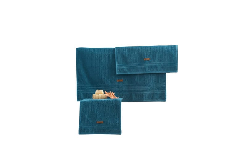 Handduksset (3 delar) Loraford Petrolblå - Petrolblå - Textil & mattor - Badrumstextilier - Handduk