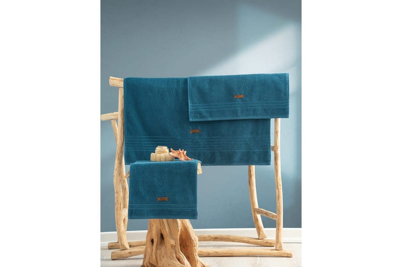Handduksset (3 delar) Loraford Petrolblå - Petrolblå - Textil & mattor - Badrumstextilier - Handduk