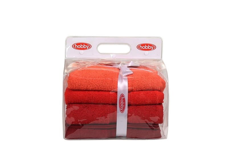 Hobby Handduk 50x90 cm 4-pack - Orange/Röd/Rosa - Handduk