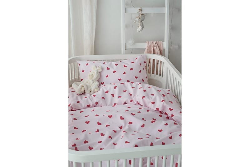 Påslakanset till Spjälsäng 2-Dels Hjärtrud - Rosa - Textil & mattor - Sängkläder - Täcke