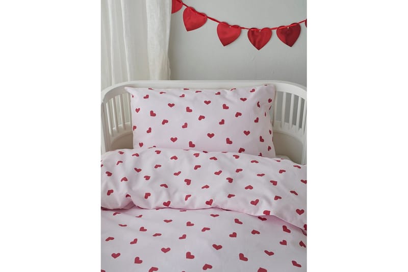 Påslakanset till Spjälsäng 2-Dels Hjärtrud - Rosa - Textil & mattor - Barntextilier - Barnsängkläder - Bäddset barn