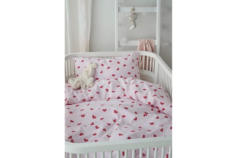 Påslakanset till Spjälsäng 2-Dels Hjärtrud - Rosa - Textil & mattor - Barntextilier - Barnsängkläder - Bäddset barn