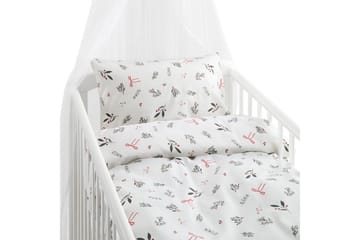 Påslakanset till Spjälsäng 2-Dels Julkvisten Röd