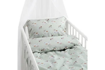 Påslakanset till Spjälsäng 2-Dels Plingeling Grön