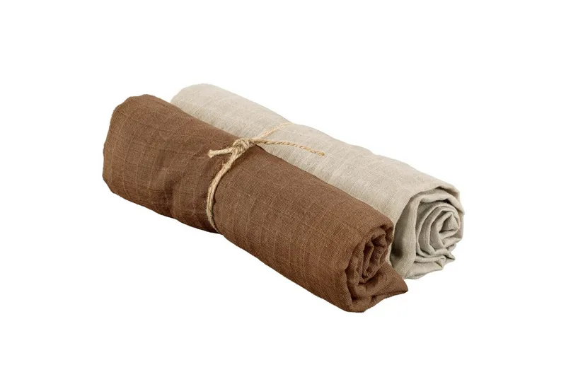 Muslinwrap 2-Pack, Sand/Tobacco (70 x 70 cm)