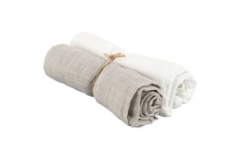 Muslinwrap 2-Pack, Vit/Grå (70 x 70 cm)