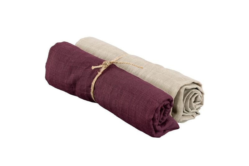 Muslinwrap 2-Pack, Sand/Plommon (70 x 70 cm)