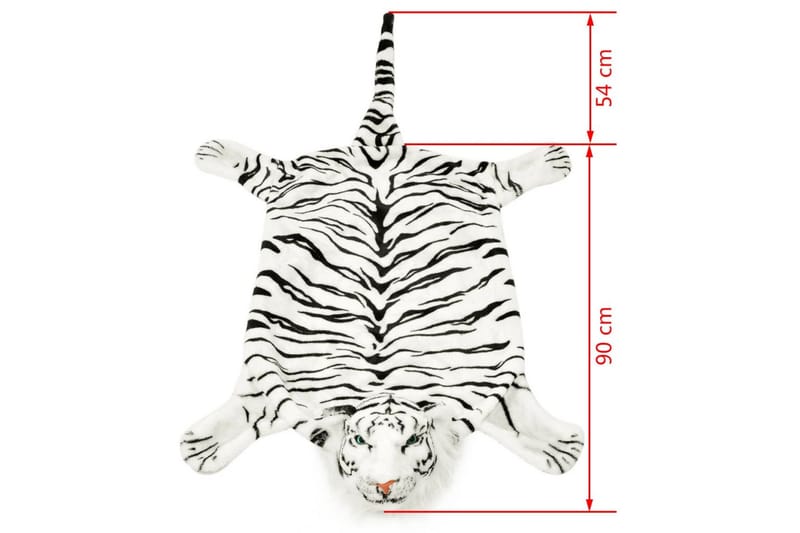 Tigermatta plysch 144 cm vit - Vit - Barnmatta & lekmatta