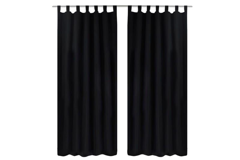 2-pack gardiner med öglor i svart microsatin 140x245 cm - Svart - Mörkläggningsgardiner