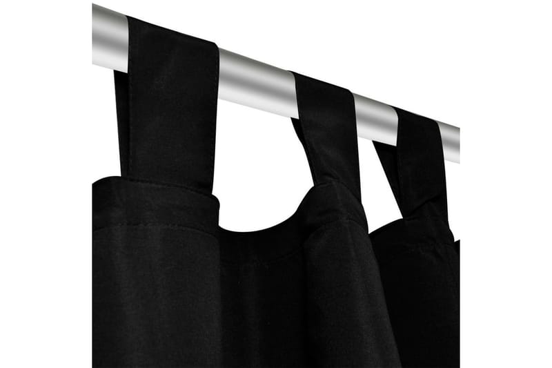 2-pack gardiner med öglor i svart microsatin 140x245 cm - Svart - Mörkläggningsgardiner