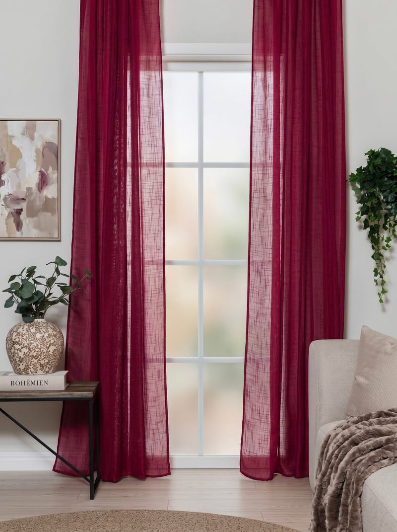 Gardin Stella 140x250 cm - Red - Textil & mattor - Gardiner - Gardinlängder - Veckbandslängd