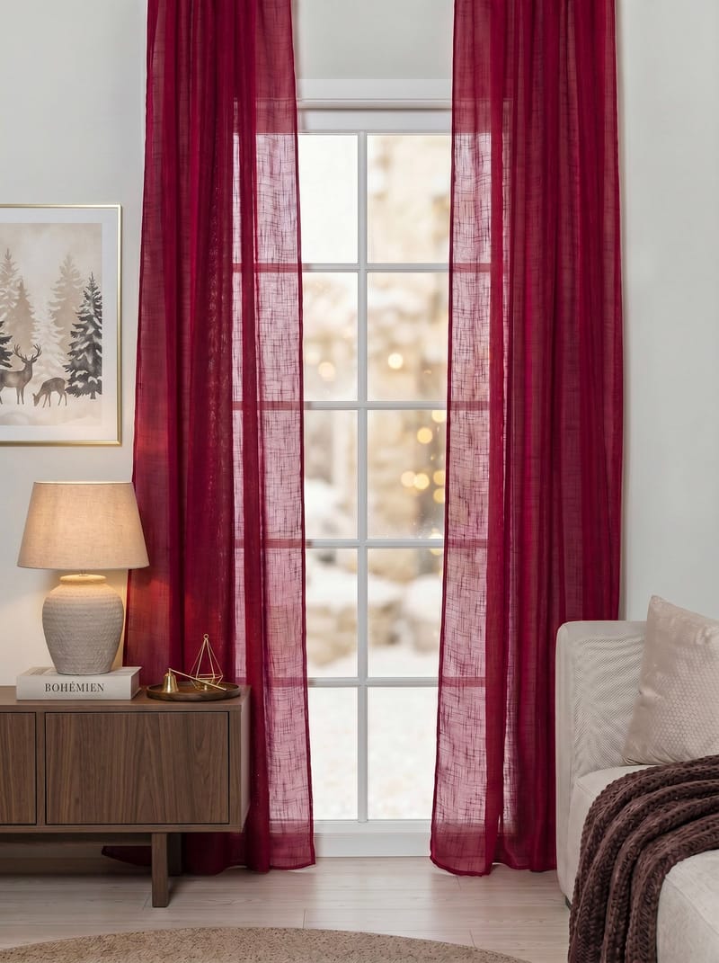Gardin Stella 140x250 cm - Red - Textil & mattor - Gardiner - Gardinlängder - Veckbandslängd