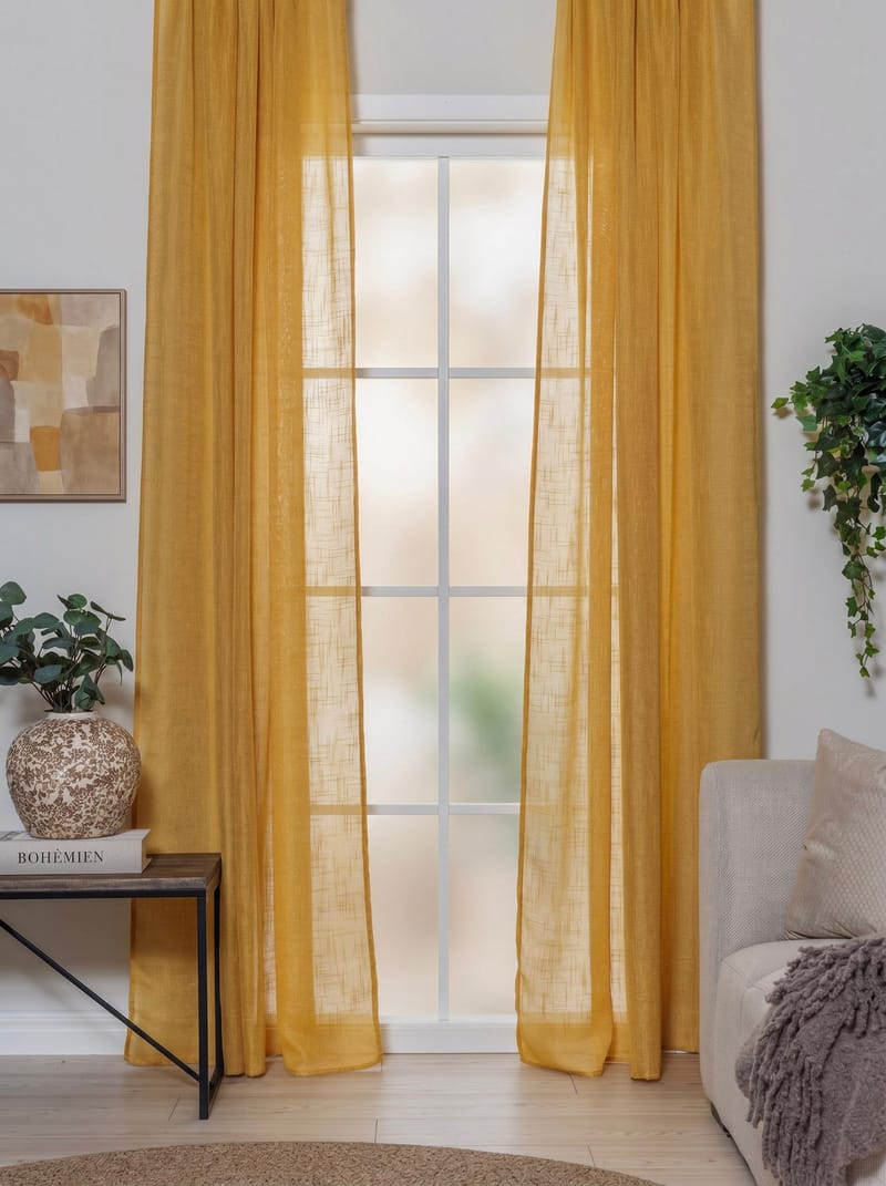 Gardin Stella 140x250 cm - Yellow - Textil & mattor - Gardiner - Gardinlängder - Veckbandslängd