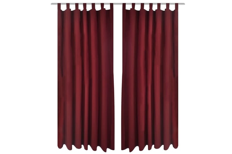 2-pack gardiner med öglor i vinröd microsatin 140x225 cm - Röd - Mörkläggningsgardiner