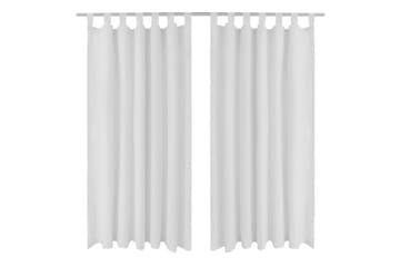 2-pack gardiner med öglor i vit microsatin 140x175 cm