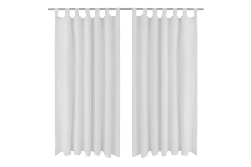 2-pack gardiner med öglor i vit microsatin 140x175 cm - Vit - Mörkläggningsgardiner