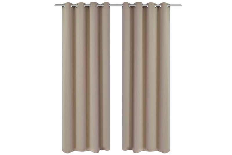 2-pack gräddvita mörkläggningsgardiner med metallringar 135x - Gräddvit - Textil & mattor - Gardiner - Mörkläggningsgardiner