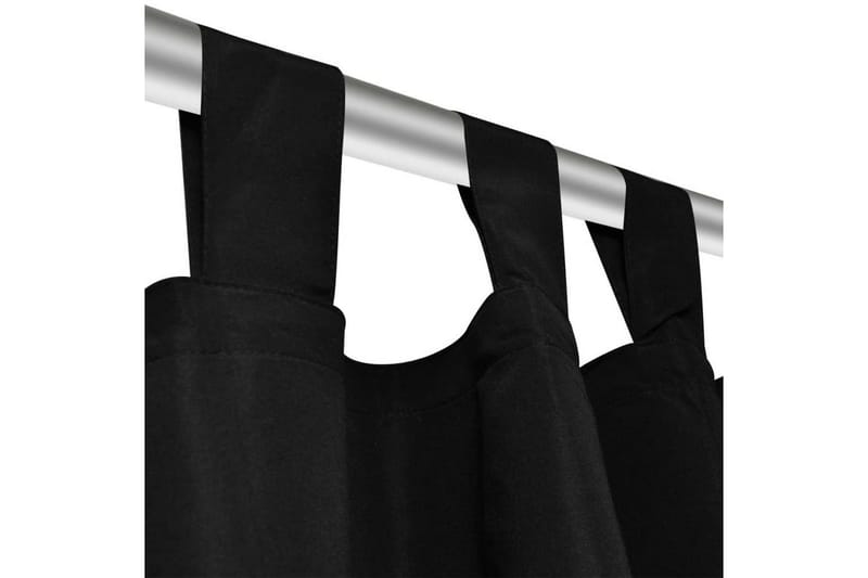 2-pack gardiner med öglor i svart microsatin 140x175 cm - Svart - Textil & mattor - Gardiner - Mörkläggningsgardiner