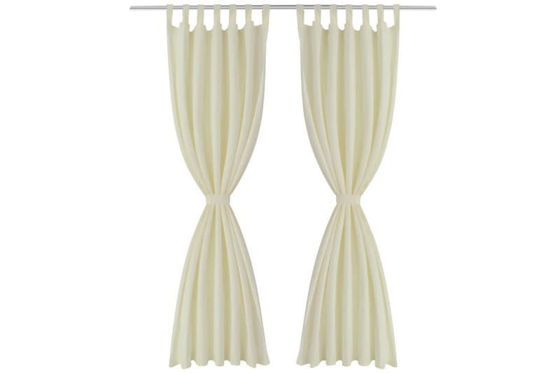 2-pack gardiner med öglor i gräddvit microsatin 140x245 cm - Gräddvit - Textil & mattor - Gardiner - Mörkläggningsgardiner