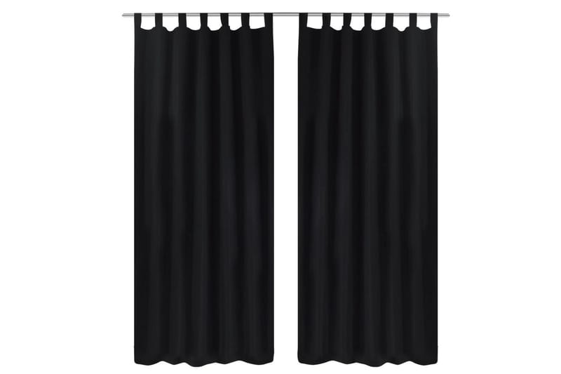 2-pack gardiner med öglor i svart microsatin 140x175 cm - Svart - Mörkläggningsgardiner