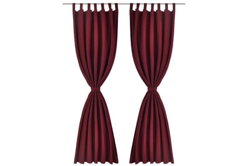 2-pack gardiner med öglor i vinröd microsatin 140x225 cm - Röd - Textil & mattor - Gardiner - Mörkläggningsgardiner