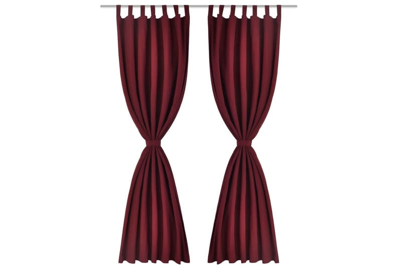 2-pack gardiner med öglor i vinröd microsatin 140x225 cm - Röd - Mörkläggningsgardiner