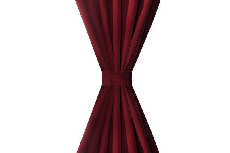 2-pack gardiner med öglor i vinröd microsatin 140x225 cm - Röd - Textil & mattor - Gardiner - Mörkläggningsgardiner